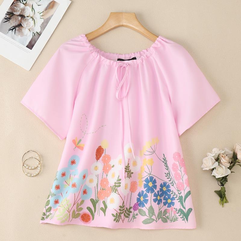 ZANZEA Women Casual Round Neck Floral Print Summer Short Sleeve Blouse