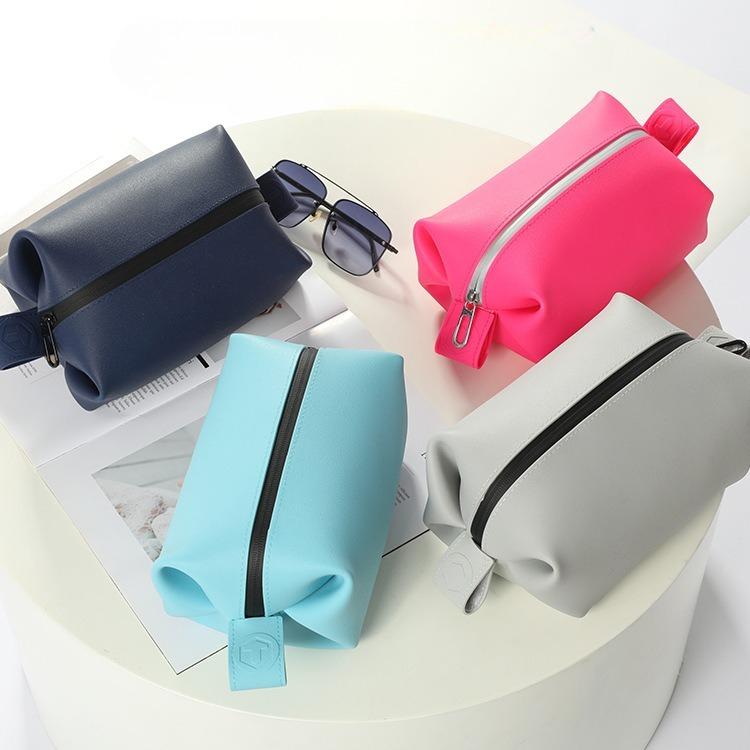 Solid Color Jelly Material Waterproof Silicone Storage Cosmetic Bag Large Capacity Portable Travel Toilet Bag
