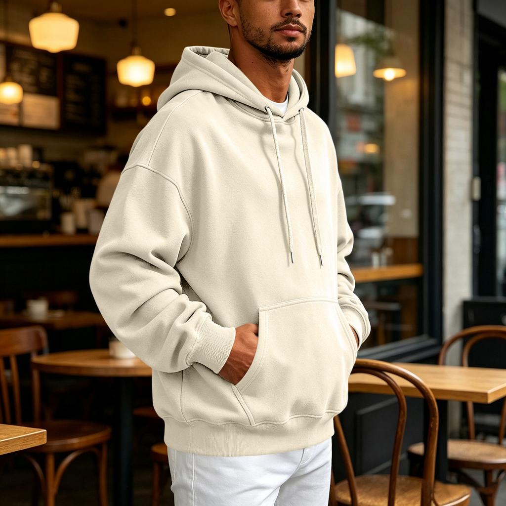 Herren Retro - Gefütterter Hoodie Lockerer Pullover Sweatshirt für Herbst und Winter Freizeitkleidung