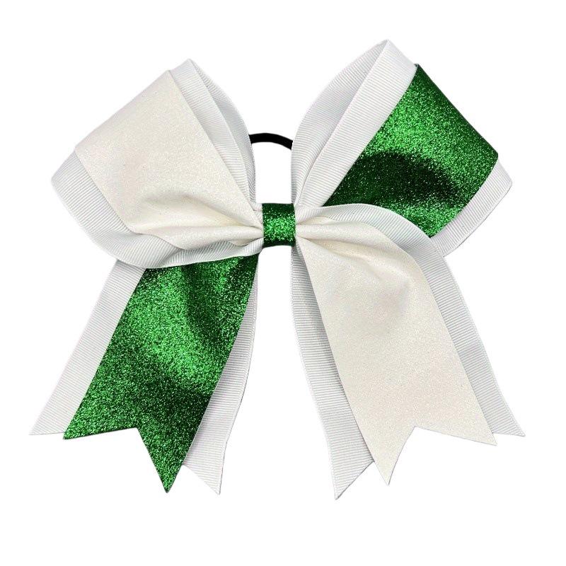 Glitter Cheerleading Bow Hair Tie with Double-Layer Elastic