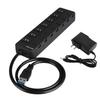 CE Certified 7-Port USB 3.0 Hub 4ft Cable 5Gbps Speed High-Speed ROHS Individual Switches Data Transfer PC Laptop Rubber Oil