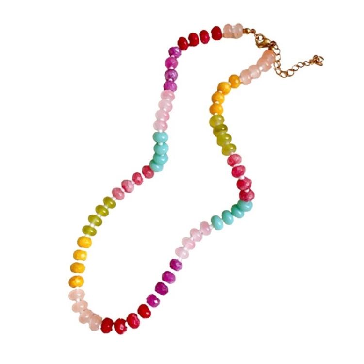 Unique Natural Stone Beadwork Necklace and Bracelet Gradient Color Gemstones Bead Accessories Stylish Party Jewelry