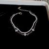 K real gold electroplated double-layer zircon flower bracelet Korean ins elegant bracelet light luxury high-end temperament jewelry
