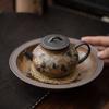 Retro Zen beeswax glaze tea set raw ore coarse pottery old rock mud teapot household high-end brewing teapot single pot