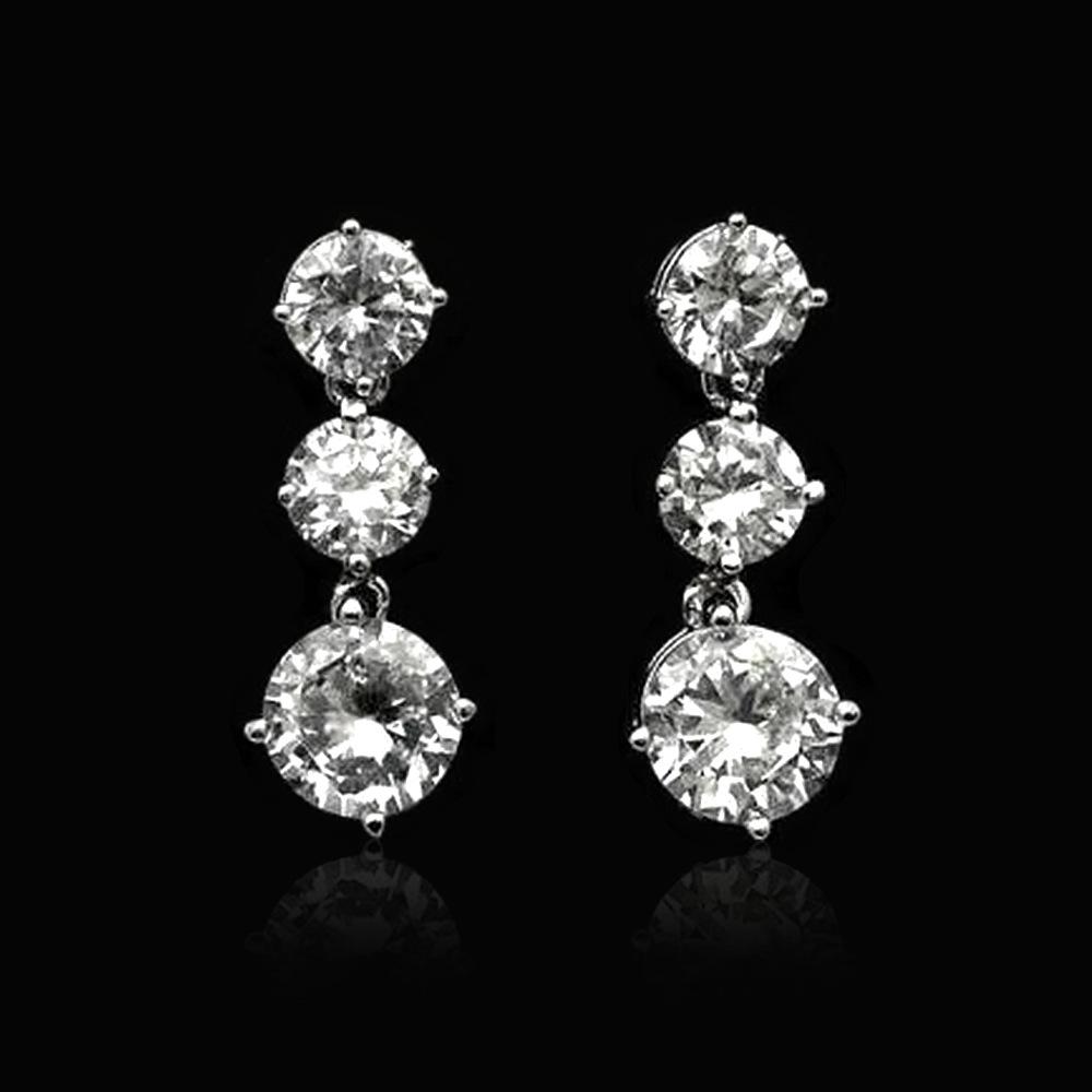

Luxury Long Zircon Set Earrings for Women Fashion and Elegant Temperament Everyday Wedding Accessories Jewelry