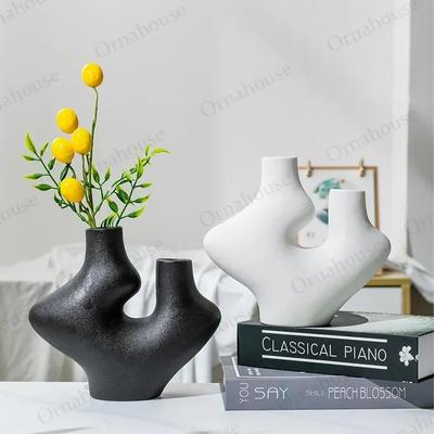 Nordic Ins Stil Kreative Moderne Hause Unregelmäßigen Keramik Vase Dekorationen Trockene Blumen Blume Vase Wohnzimmer Blume Vereinbarungen