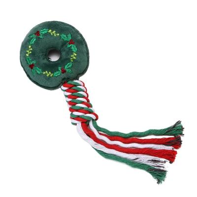 Snowman/Christmas Tree Christmas Dog Toys Cotton Ropes Dog Squeakey Chew Toys Snowflake/Doughnut Shape Soft Puppy Rope Toys
