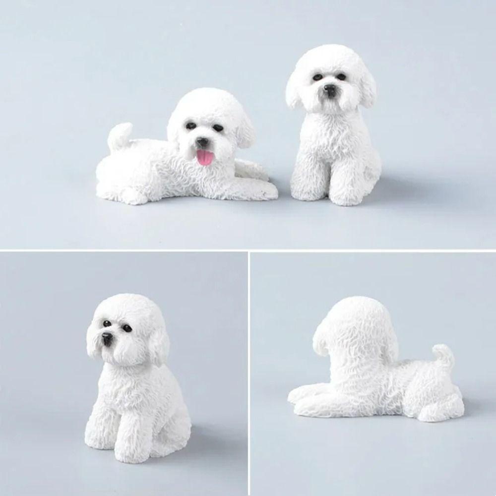 Resin Crafts Mini Animal Ornament Simulation Dog Action Figures Poodle Dog Figures  Birthday Gift
