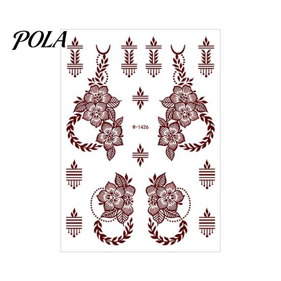 Henna Tattoo Stickers, Red Brown Waterproof Lace Temporary Tattoos, Indian Mehndi Body Art for Hands Feet, Festival Makeup