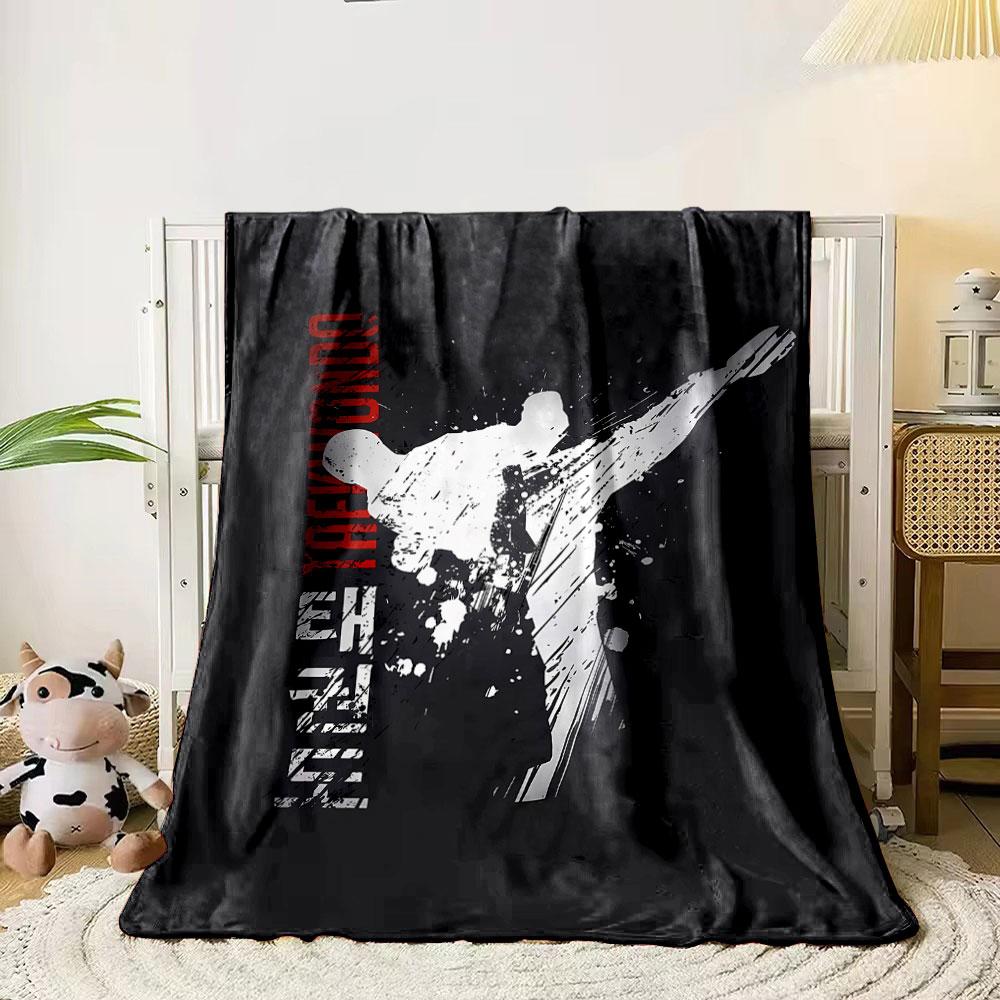 Coperta con Grafica di Calcio Taekwondo Coperta per Camera da Letto per Soggiorno Divano Pausa Pranzo Morbido Plaid per Festival Amico Regalo