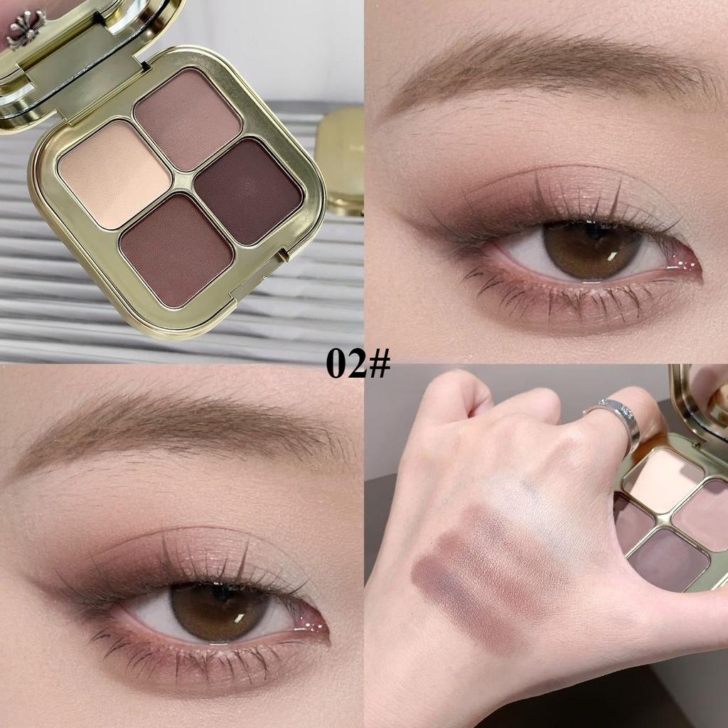 4-Farben Lidschattenpalette Goldene Textur, Matte & Schimmer-Finishes in Braun, Koralle, Rosa, Lila Lidschatten, Langanhaltende Farbe, Einfache Anwendung