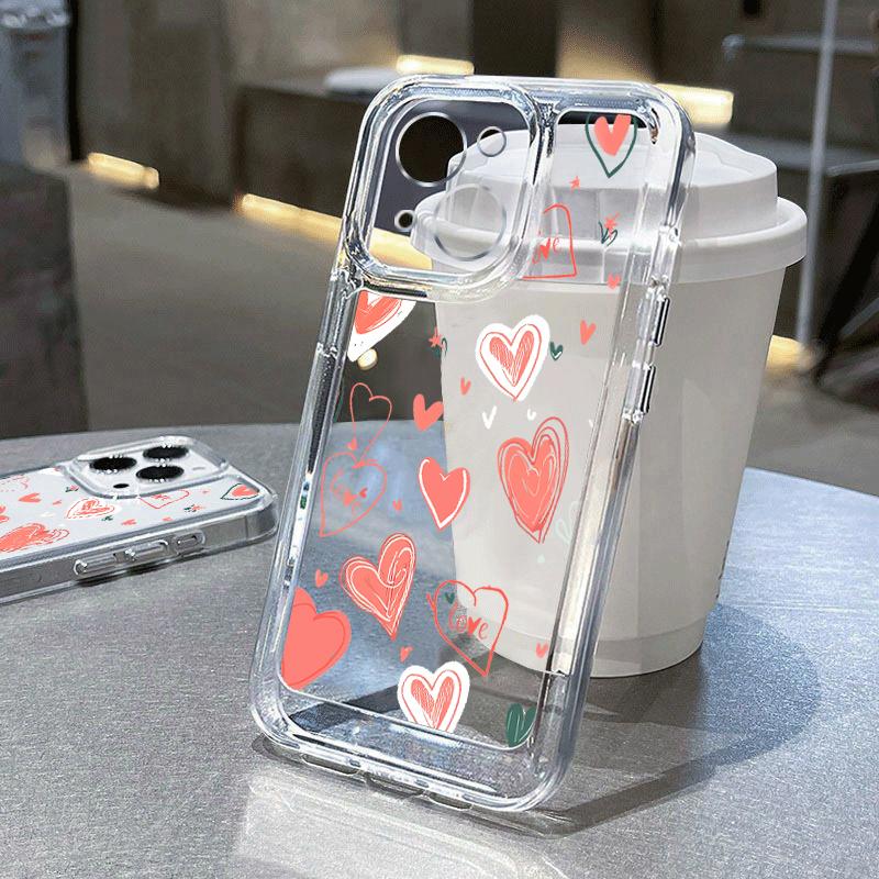 

Милый прозрачный чехол Love Heart для iPhone 16 15 14 Pro Max 13 12 11 Pro Max Xr X Xs Max 15 14 8 7 Plus, противоударный прозрачный мягкий силиконовый чехол для телефона iPhone 15