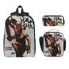 3Pcs Streets Fighters 2026 Accessories Backpack Set for Kids Pen Bags Bookbag Sets with Lunch Box For School Students Knapsack