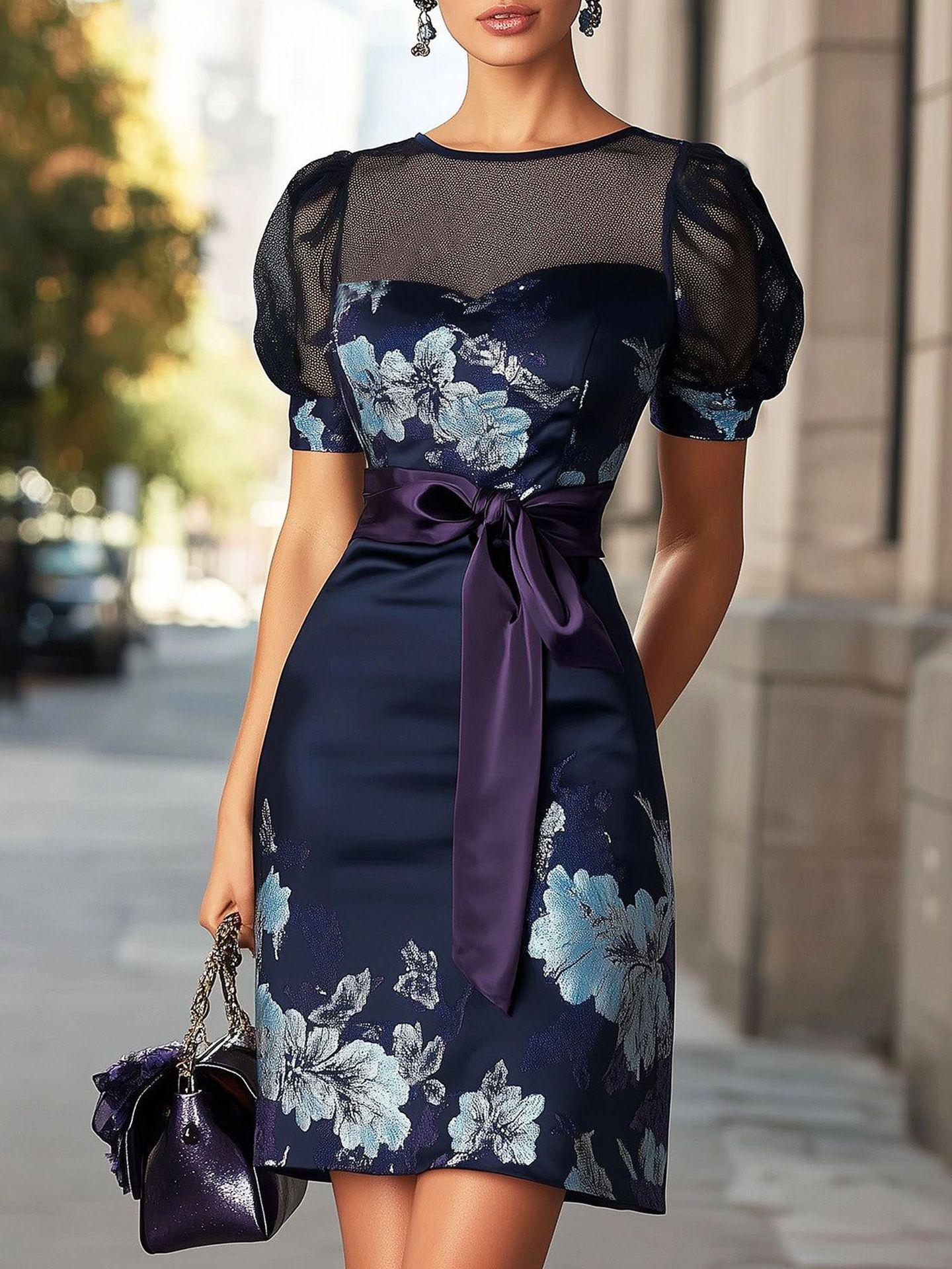 European retro temperament elegant flower hollow round neck dress women s summer thin skirt S