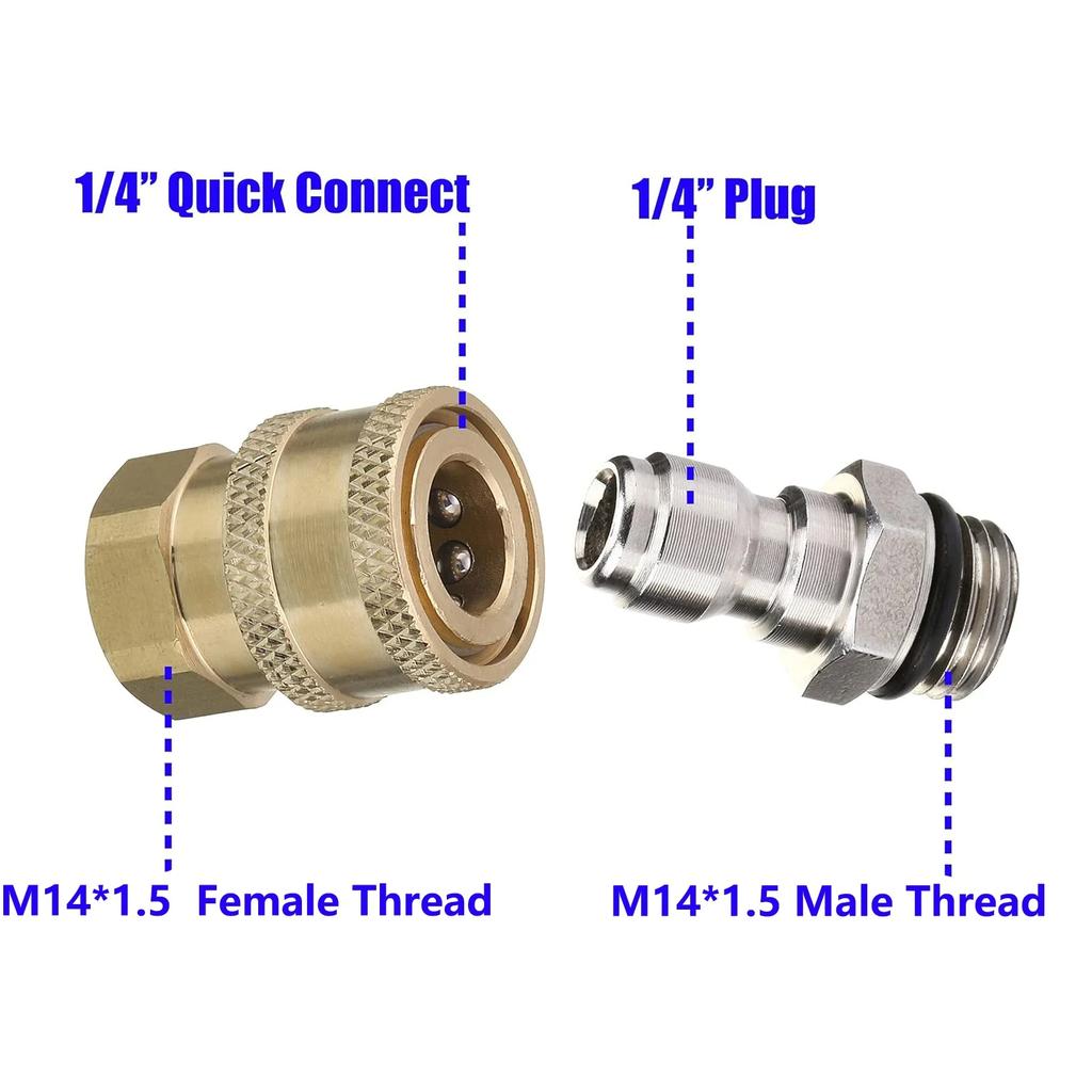 14mm To 1/4 Quick Release Connector - Pressure Washer Sprayer Snow Foam Lance Bottle Adapter Part