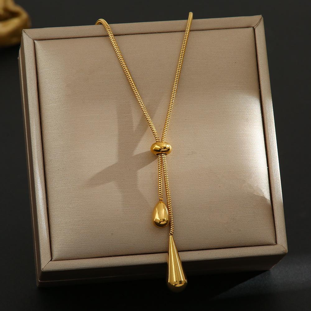 Colier din Oțel Titan Placat cu Aur de 18K, Lanț Claviculă de Înaltă Calitate pentru Femei - Bijuterii care nu se Decolorează