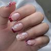24Pcs Simple Square False Nails Short French Fake Nails Press On Colorful Flowers Design Full Cover Nail Tips Manicure Tools
