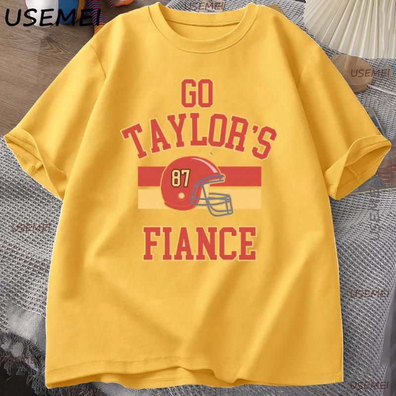 Go Taylors Fiance Tshirt Chiefs Football T Shirt Unisex Causul Cotton Short Sleeve Fashion Tshirt Loose Tops Unisex Clothing Tops