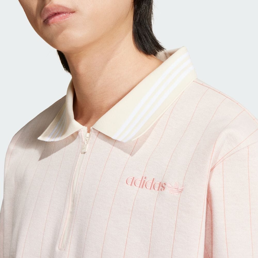 Adidas Originals Striped Embroidered Logo Polo Shirt Men Tops Light-Pink IU0209