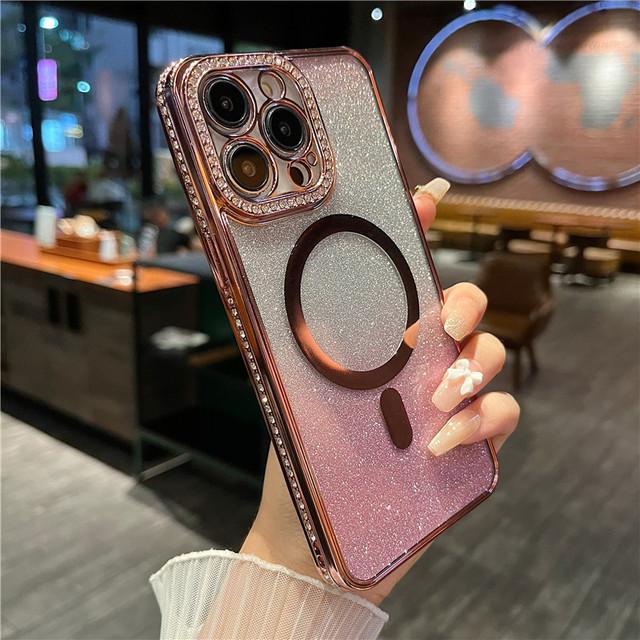 Shining Glitter Wireless Charging Phone Case For Iphone 14 13 12 11 Pro Max 14pro 14plus 11 Shockproof Soft Plating Bumper Cover