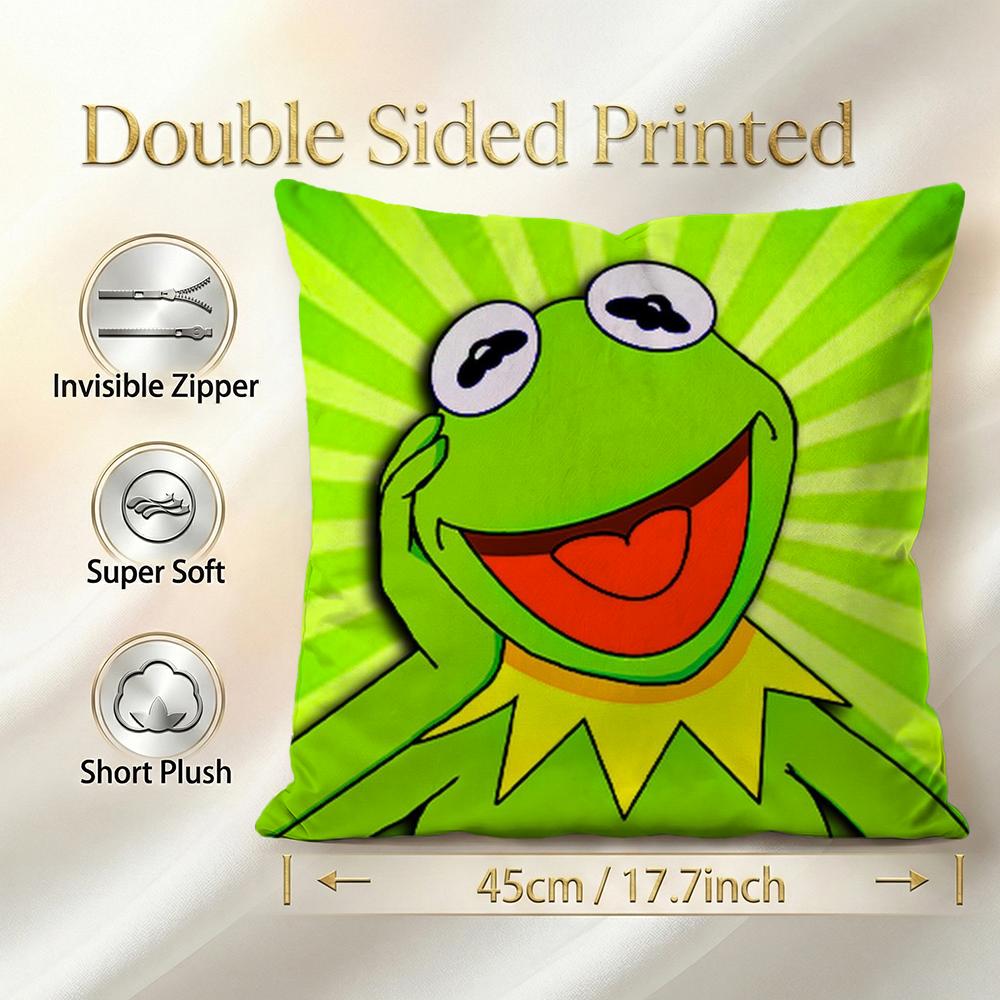 Character Kermit The Frog Cushion Cover 1Pcs Decorative Covers Soft Cushion Case For Sofa Couch Decor 40X40 45X45 Pillowcases