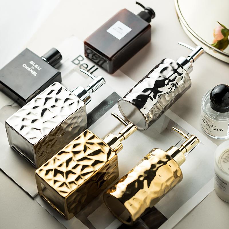 Ceramic electroplating distribution bottle hotel club press bottle shampoo and shower gel shampoo dispenser soap dispenser