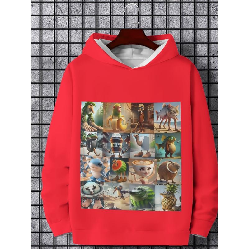 Boys Clothes Italian Brainrot Pullover Hoodies Autumn Fashion Outdoor Long Sleeve Thin Hooded Sweatshirt Perfect Gift for Kids