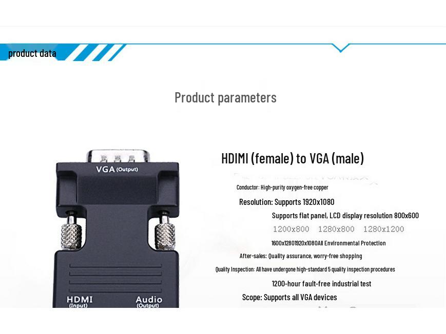 High-Definition HDMI To VGA Video Converter with Audio Cable
