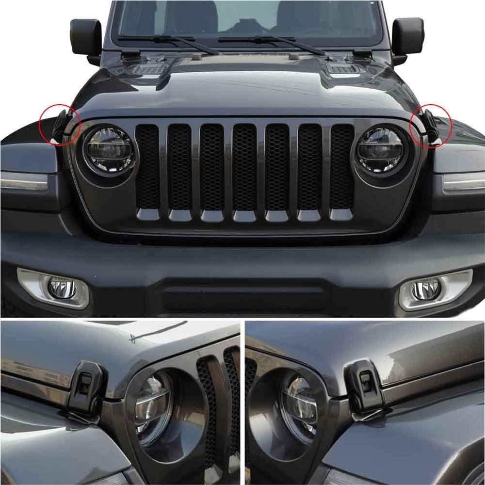 Locking Hood Latch for Jeep Wrangler JL JK 2007-2017 Black Steel Hood Catches Kit for Passenger and Driver Side Accessories