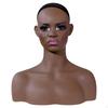 Mannequin Head with Hair Dark Skin Tone Shoulders Makeup for