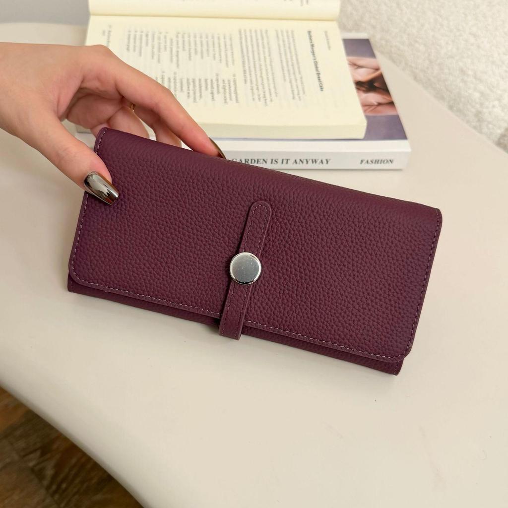 2026 New Women's Soft Cowhide Leather Clutch: Genuine Foldable Long Wallet with Large Capacity for Phone and Money Clip