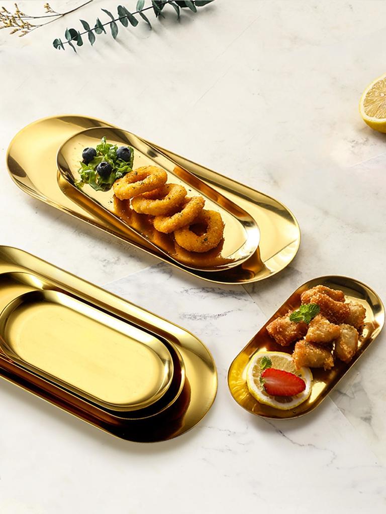New Style Korean Stainless Steel Dish Plate Good Quality Gold Silver Tray Dish BBQ Dishes Commercial Use