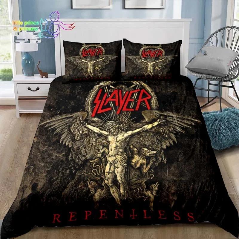 

Slayer Хеви-метал группа Удобный пододеяльник Наволочка Комплект постельного белья Украшение детской спальни Домашний текстиль 70x133cm 2pcs