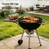 Portable Round 304 Stainless Steel BBQ Grill with Wooden Handle