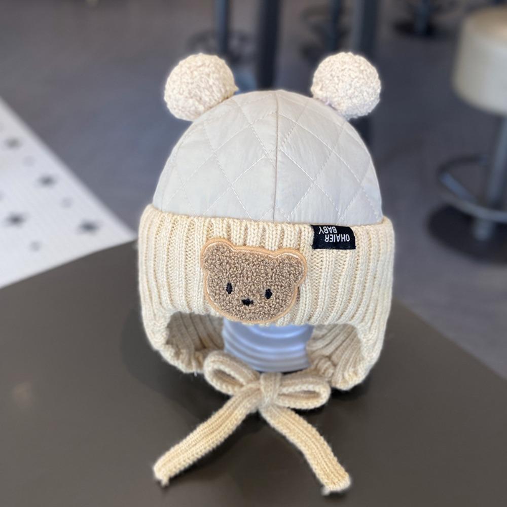 

5 місяців-3 роки плюшевий м яч зимова шапка захист вух шапка шапка діти тепла шапка хлопчики дівчатка бежевий