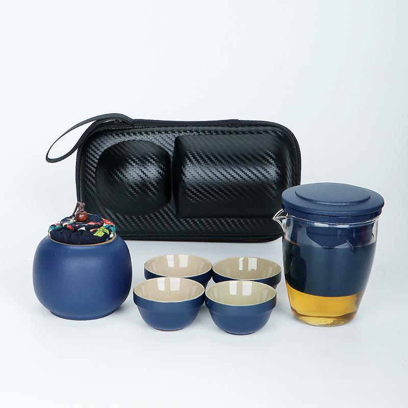 Kung Fu Travel Tea Set: Coarse Pottery Teacup Set with Customizable Logo for Office or Business Trips