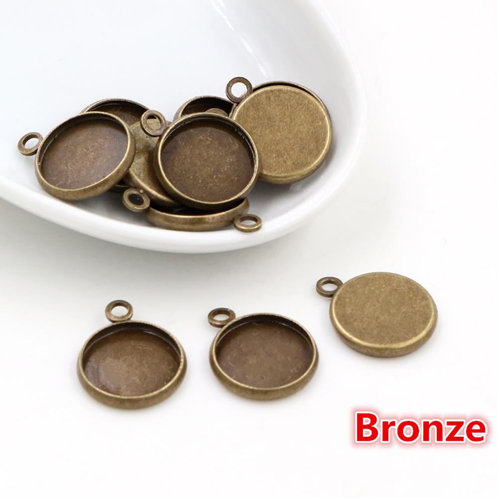 8/10/12/14/16/18/20/25mm Inner Size Bronze Silver Plated Rhodium 7 Colors High Quality Iron Material Cameo Setting Pendant Tray
