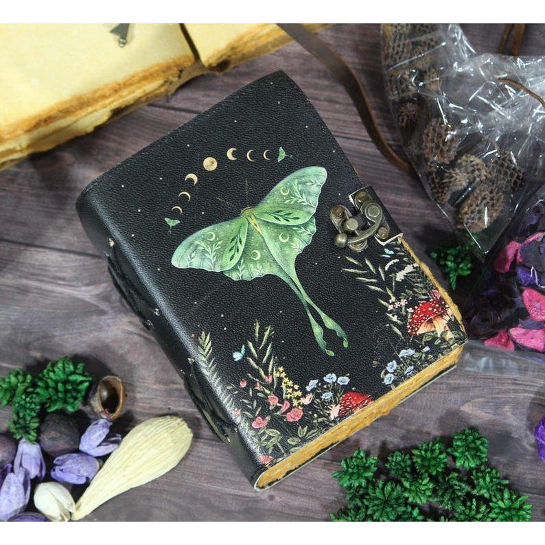 Luna Moth Leather Book of Shadows: Handmade Witchcraft Grimoire