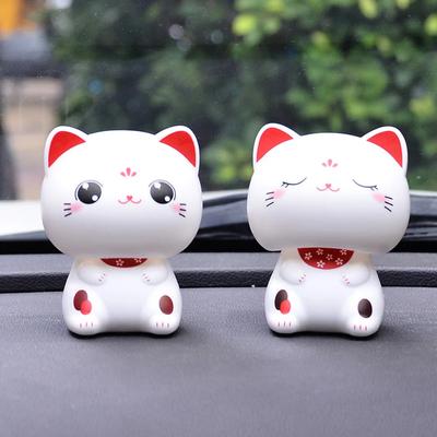 Gatto Carino a Energia Solare con Testa Oscillante Decorazione Ondeggiante di Ricchezza Ornamenti Oscillanti e Annuenti Carini Per Decorazioni da Tavolo per Auto Regalo Bambola