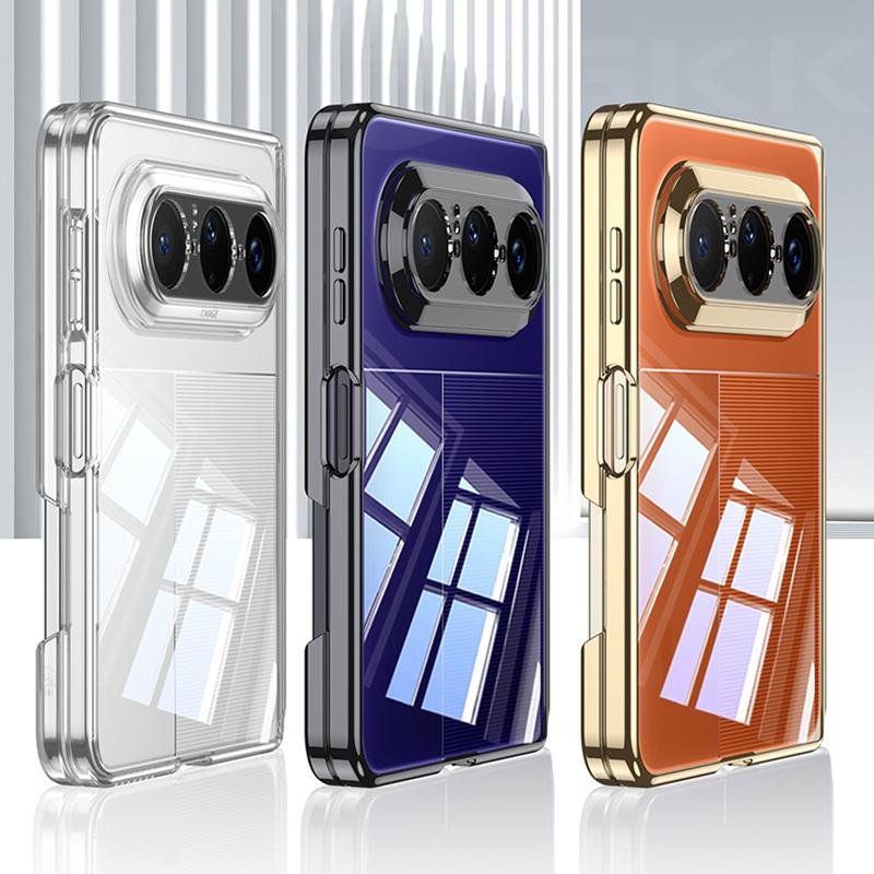 For Huawei Pura X Max Case Luxury Plating Clear Soft Magnetic Phone Hinge Protective Plastic Cover For Huawei Pura X Max Case