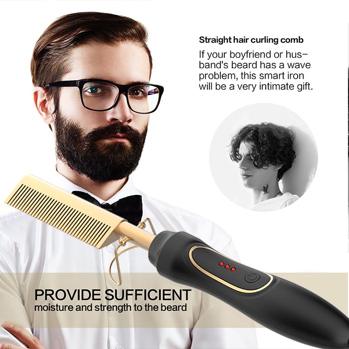 Multi-functional Luxury Custom Rhinestone Flat Travel Copper Electric Straighten Hair Straightener Brush Hot Comb