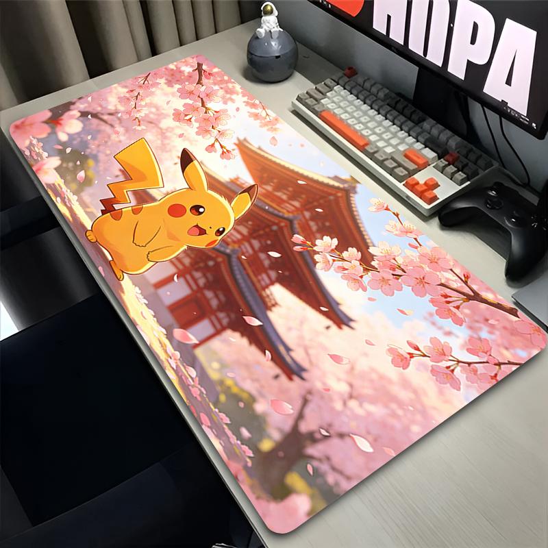 Mouse Pad Pastel Pink Sakura Pikachu Computer Gamer Keyboard Pad Kawaii  Gaming Accessories Gamer for Esports Mousepad