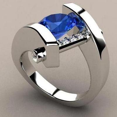 Sanjie Wish Europäischer & Amerikanischer Saphir-Inspirierter Verlobungsring, Kreatives Modernes Design mit Simulierten Diamanten.