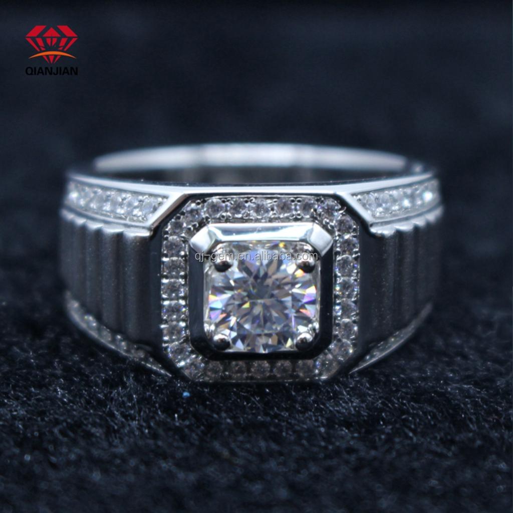 Gropshipping Elegant VVS Moissanite Round Diamond Custom 1ct Ring Sets Fashion Jewelry 925 Silver for Men