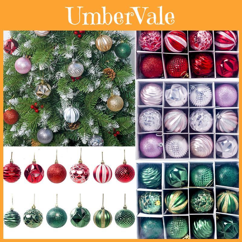 Charmante 12/24 Stück Weihnachtsbaumkugeln Bunte Ornamente für Weihnachtsfeiern