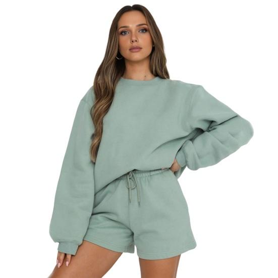 Dámské dvoudílné oblečení Oversized Ležérní Domácí Sladěná Sada Podzimní Dlouhý Rukáv Mikina Šortky Teplákové Soupravy
