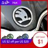 AFL1 Car Sticker 2025 New 3Pcs for Skoda Rapid Octavia Fabia Laura Superb 1 2 3 Kodiaq Karoq Car Front Hood Rear Trunk Emblem Steerin
