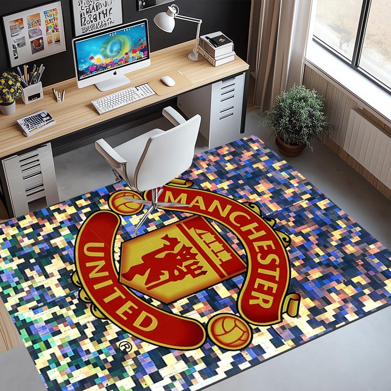 Tappeto con Fantasia Manchester United F.C., Tappetino da Interno/Esterno, per Picnic, Sala Giochi, Camera da Letto, Ufficio, Soggiorno, Tappeto Decorativo per la Casa, Regalo di Compleanno