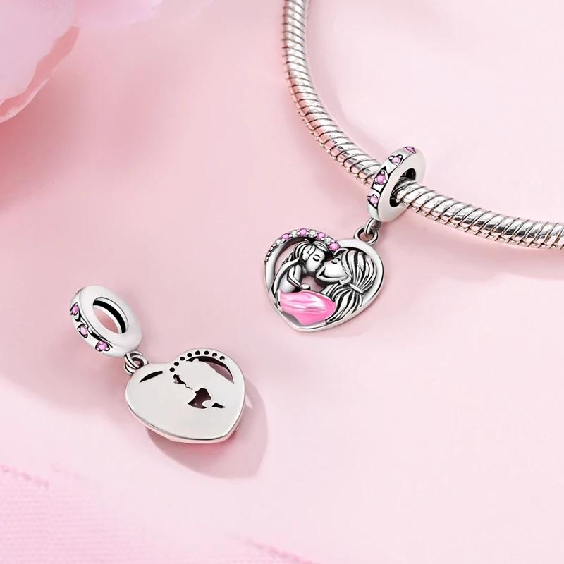 

Charms Platapink Motherly Love Heart-Shaped Pendants Fit Originalbracelets Charms For Women Jewelry Diy Making Gifts