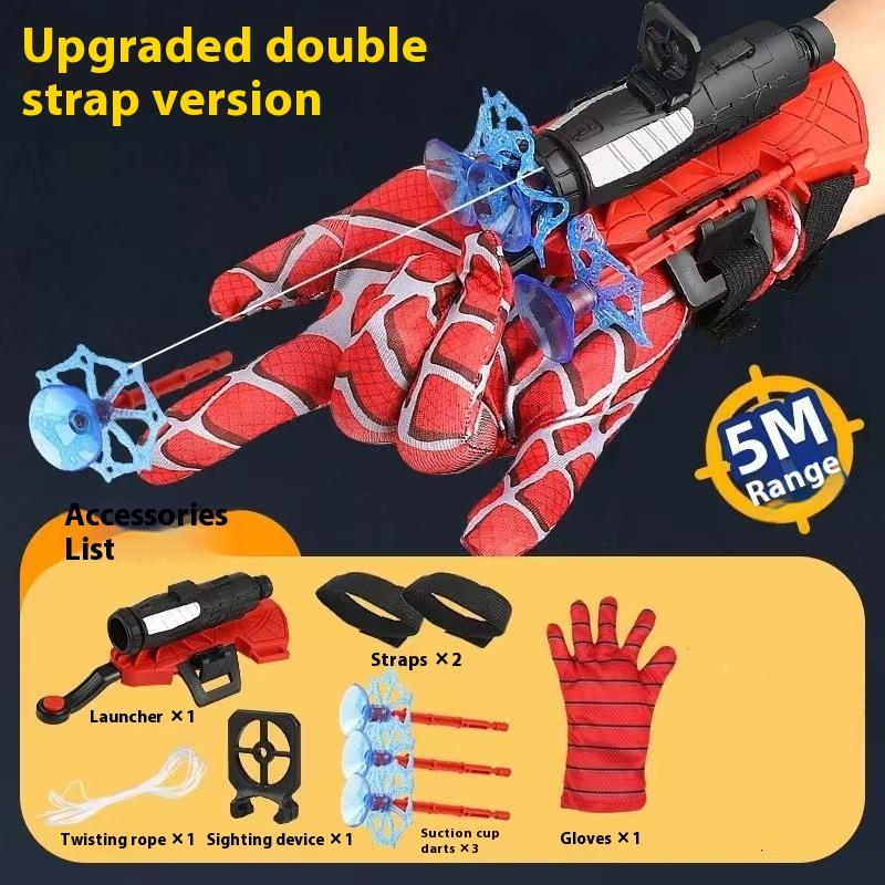 

Перчатки запускателя героя-паука для детей, игрушка-паутина черного цвета для мальчиков и девочек, интерактивная вращающаяся игрушка с запускателем и аксессуарами красный